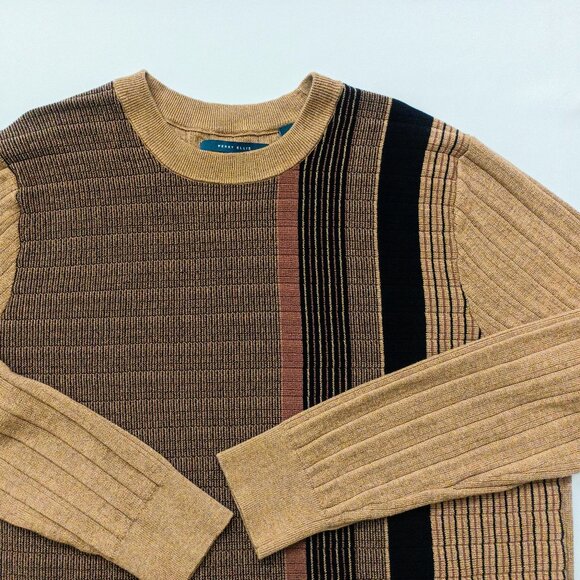 PERRY ELLIS Men's Textured Vertical Stripe Crewneck Sweater. Size XLT - Picture 3 of 6